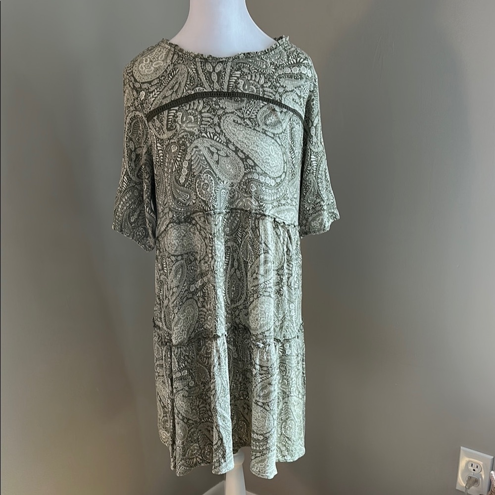 Knox Rose Paisley Print Dress in Gray and Cream